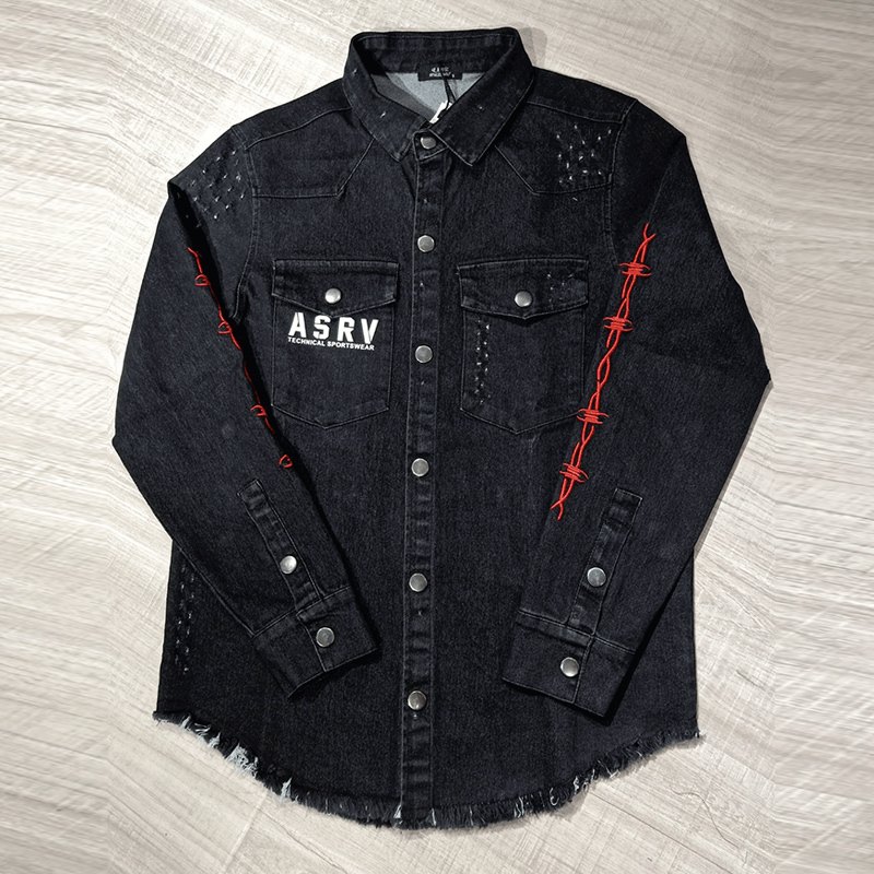 

Denim jacket vintage men coats Fashion Hip Hop Streetwear Beggar Hole Denim men' Top spring Autumn new Pattern printing 201124, Black