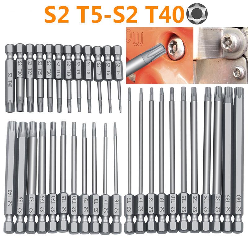 

Security Bit Set Hex Driver Screwdriver Drill Screw 11pcs 12pcs 1/4\" Magnetic T40 Alloy Steel For Flat Read Camper Proof