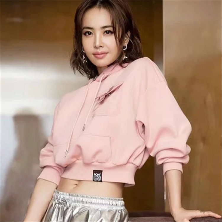 

New Wear Hoodies White Rose Ins Chic Street Sweatpants with Capuz 2021 Autumn Female Fashion Moletons Fresh Clothes Ke8q, Pink.