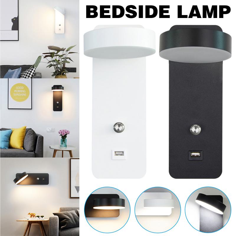 

Hot 3 Color Wall Lights LED Wall Lamp Bedroom Bedside Lamp 350 Rotary USB Light Modern Minimalist Decoration PLD