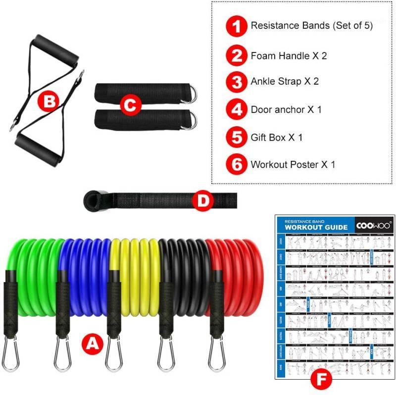 

11 Piece Yoga Fitness Exercise Muscle Training Set Resistance Band Tension Band 150 Emulsion Pounds Resistance Rope Body Workout1