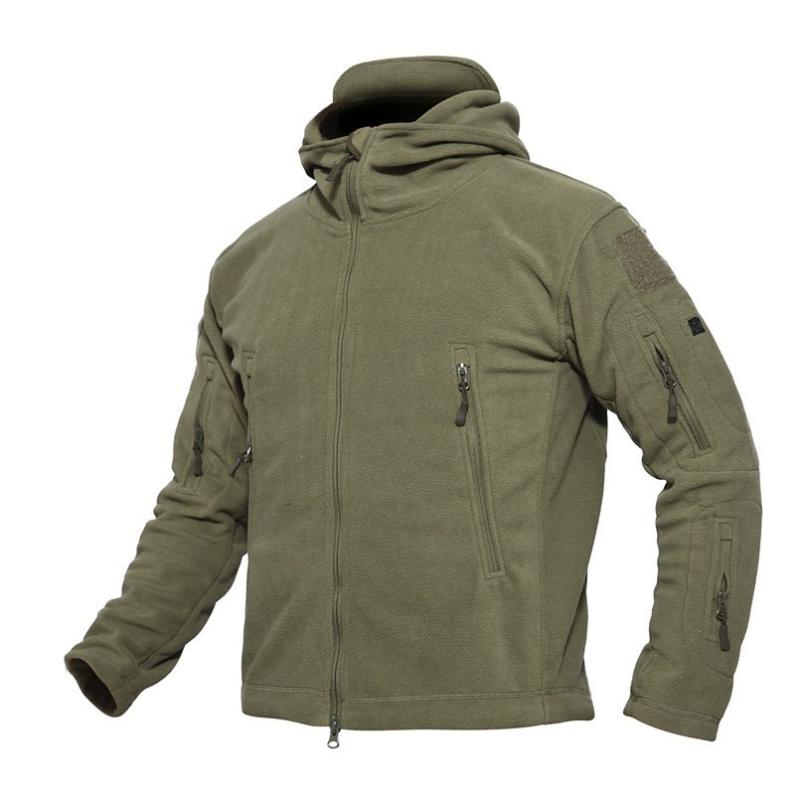 

Winter Warm Tactical Thicken Hiking Hunting Jackets Outdoor Hooded Fleece Coat High Quality Multiple Pocket Outerwear, Black