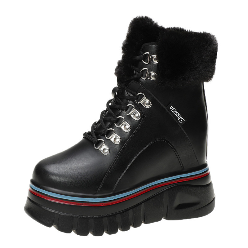 

2021 New Snow Boots Fashions Women's Keep Warm Booties Casual Inside Increase 10cm Shoes SDX8, Black