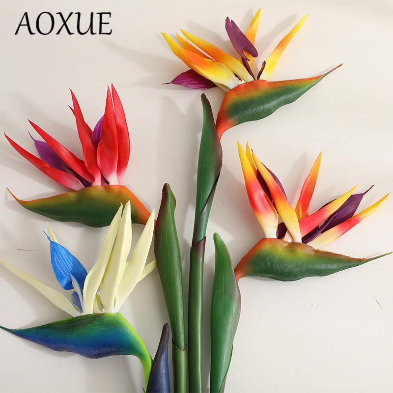 

New high-end artificial flower 80cm single branch paradise bird plastic simulation fake flower home garden wedding decoration, Blue