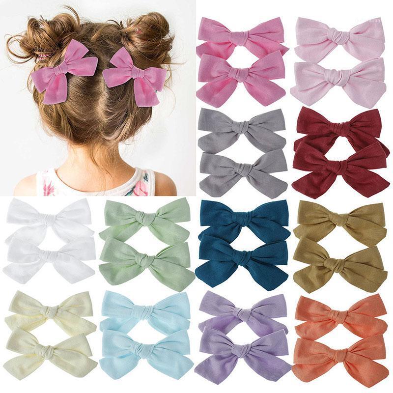 

2Pcs/set Sweet Baby Girls Hair Clips Flower Print Cotton Cloth Kids Hair Bows Hairpins Barrettes Children Accessories1, Beige