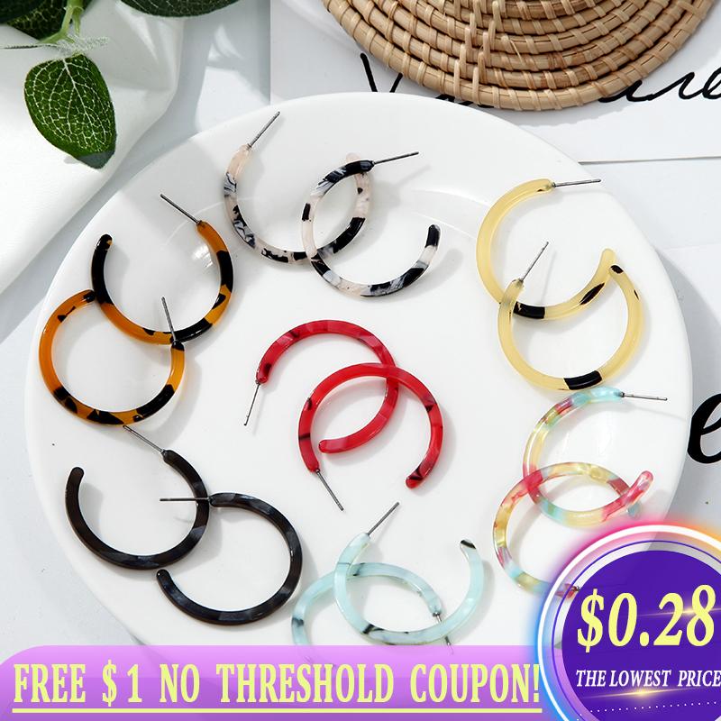 

Korean Acrylic Drop Earrings For Women Colorful Hoop Earrings 2020 Fashion Jewelry Round Statement For Best Friend Gift
