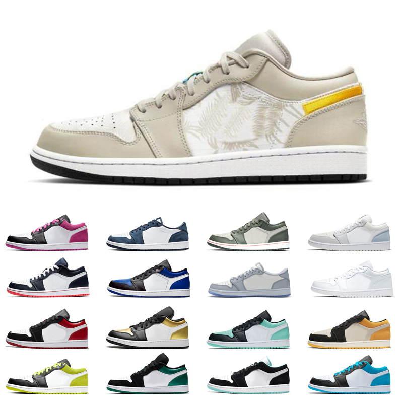 

New Jumpman Low 1s 1 Men Outdoor Shoes OG Obsidian University Gold Black Toe Tropical brown women Sports Shoes Sneakers 36-45, 36-39 glow in the dark