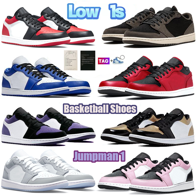 

1 1s Low Royal Yellow Men Basketball Shoes UNC Se Arctic Punch Shattered Backboard Paint Drip Pine Green Pinksicle Astrograbber Trainer Women Sports Sneakers, White black mystic green 40-45