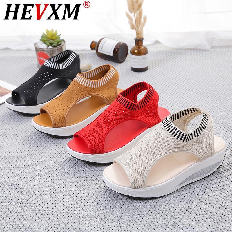 

HEVXM Women Sandals 2021 New Female Shoes Woman Summer Wedge Comfortable Sandals Ladies Slip-on Flat Women Sandalias 431, Beige