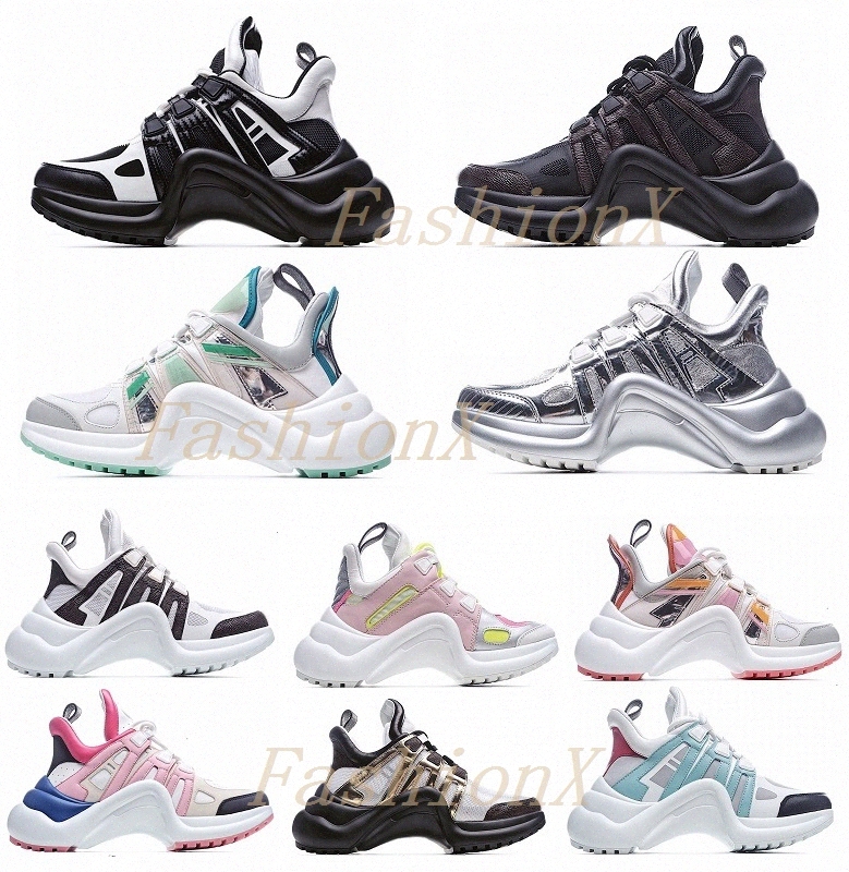 

2021 fashion block archlight casual dad shoes genuine Leather sneakers mesh Triple black white breathable Bow platform shoe Stylis 35-40, 11