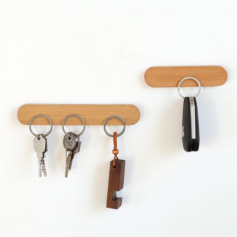 

1Pc Solid Wood Key Holder Wall Hanging Wood Wall Hanging Car Keys Multifunctional Suction Magnetism Walnut Beech Decoration