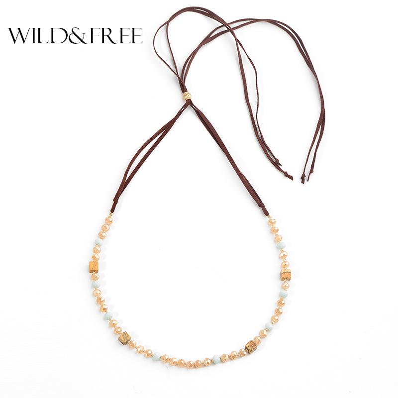 

Chains Wild&Free Fashion Beaded Long Necklace&Pendant Adjustable Colorful Stone Wooden Bead Chain Necklace Choker Jewelry