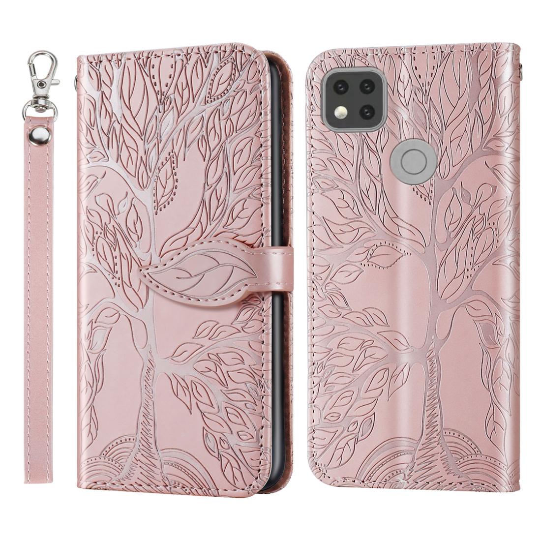

For Xiaomi Redmi 9C Life of Tree Embossing Pattern Horizontal Flip Leather Case with Holder Card Slot Wallet Photo Frame Lanyard