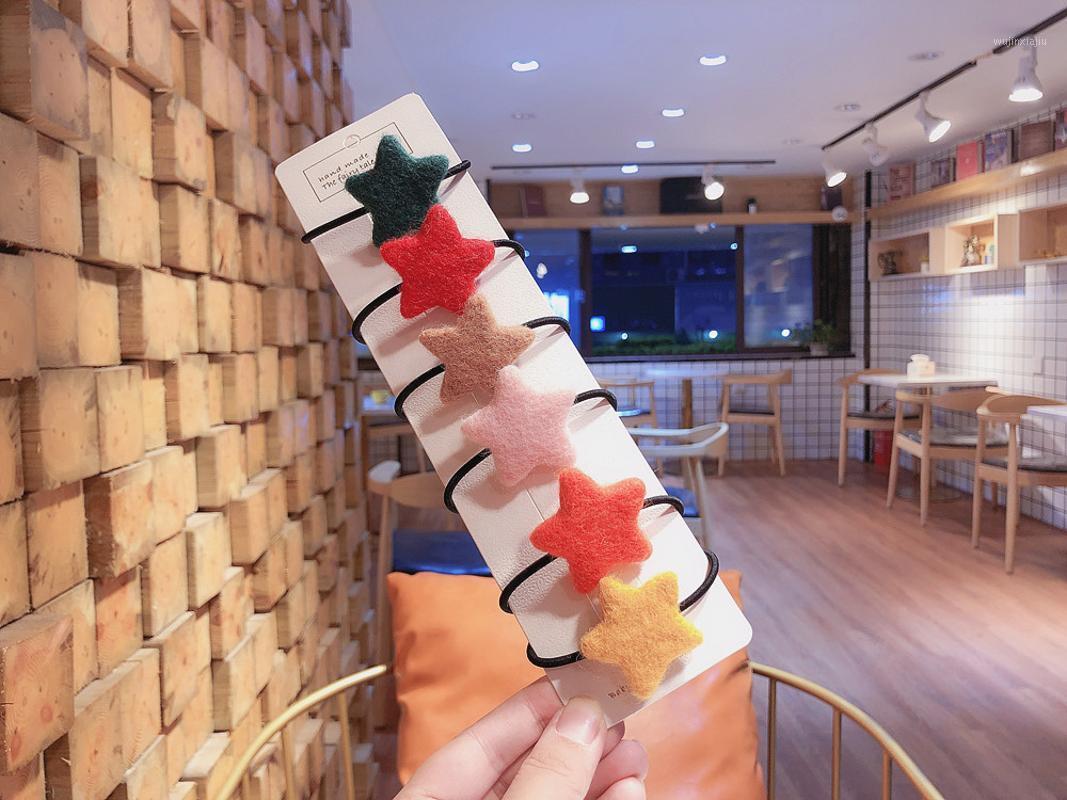 

12pcs ins Fashion Cute Felt Star Hair Ties Solid Cartoon Star Elastic Hair Bands Princess Headwear Ornaments Accessories1, Green