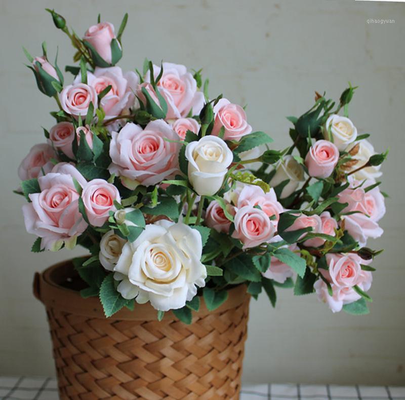 

Beautiful new rose branch artificial flowers for home table decor wedding Xmas decoration flores artificiales fake flowers1, Orange