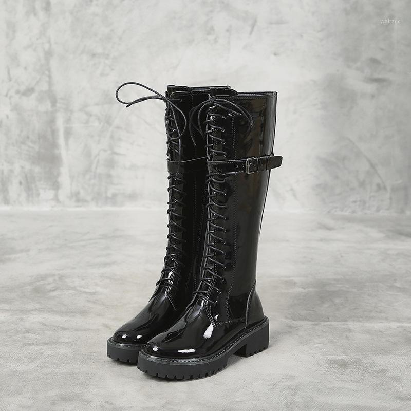 

2021 New Brand Spring Boots Women Knee High Boots Sexy Thigh High Over The Knee Thick Platform Booties1, Black patent leather