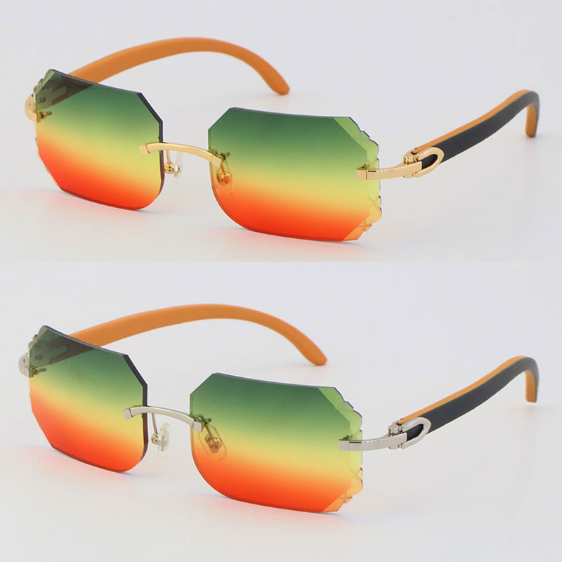 

New Rimless Original Wooden Sunglasses T8200768 Vintage Multi Wood Sun glasses Frame Fashion C Decoration 18K Gold Metal Large Square Frame male and female UV400