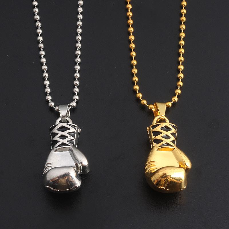 

RJ Fashion Boys Glod Mini Boxing Glove Necklaces Fitness Boxing Jewelry Unisex Cool Pendant Necklace Men Best Gift Kolye