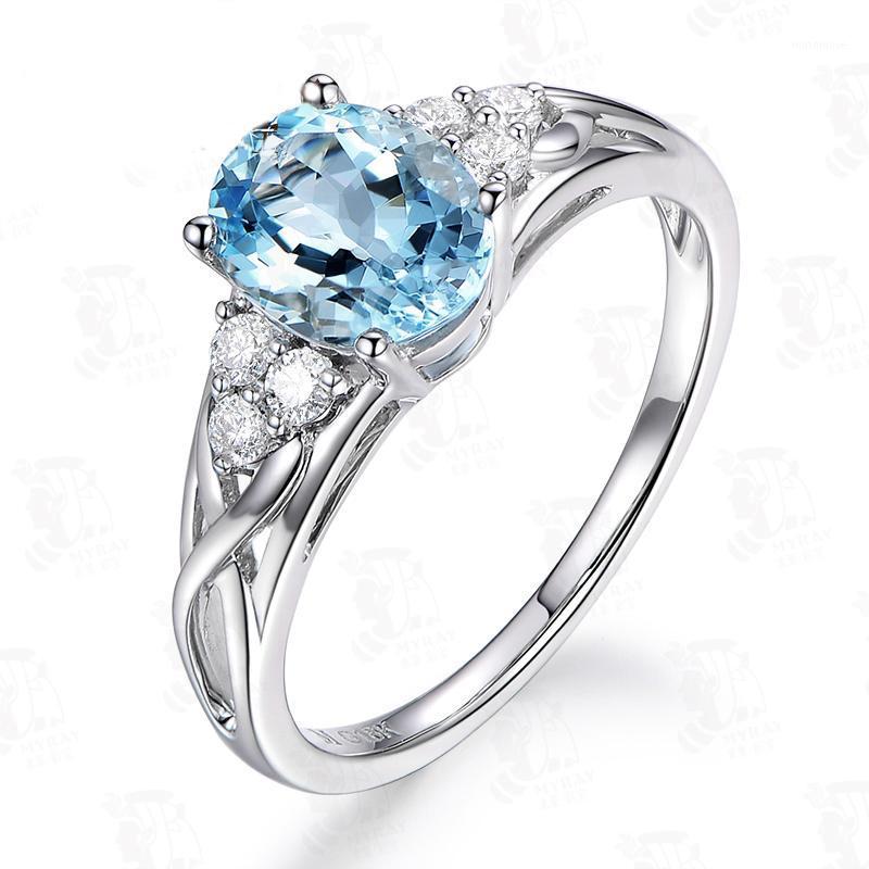 

MOONROCY Silver Color Crystal Rings Oval Blue Ring Party Jewelry Wholesale for Women Girls Gift Dropshipping1