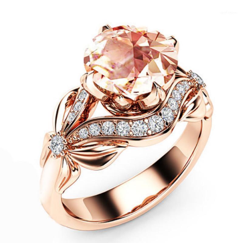

Trendy Luxury Exquisite Rose Gold Color Zircon Engagement Rings for Women Wedding Rings female Geometric Crystals Jewelry1