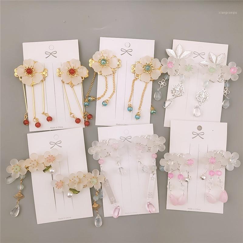 

1 Pair Chinese Style Simple Beautiful Flower Tassel Duckbill Clip Fashion Sweet Girl Children Tang Costume Headdress Hairpins1