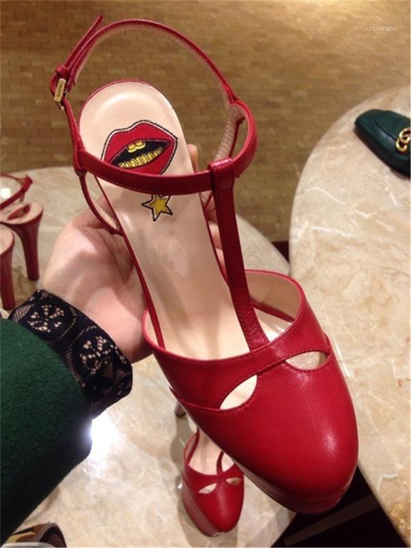 

High Quality Genuine Cow Leather Summer Sandals Women High Heels Shoes Tiger Rivet Lady Party Club Pump Shoes1, Brownstripe