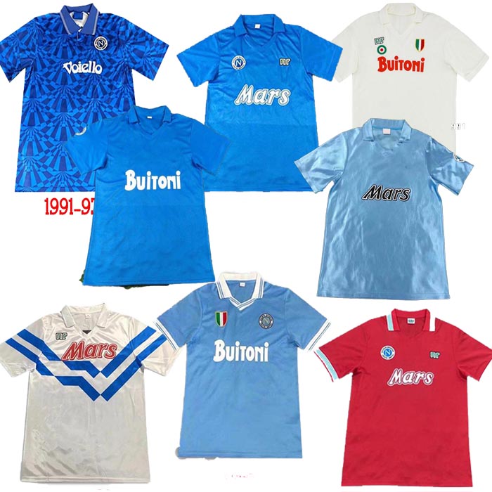 

top 1988 1989 1990 1991 Napoli Retro Soccer Jerseys 87 88 89 90 91 93 Naples Maradona Vintage Calcio Classic Vintage Football shirts, Grey