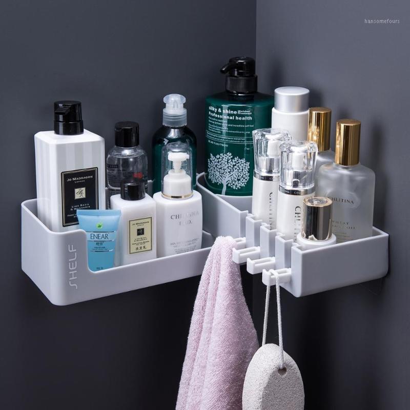 

Bathroom Corner Shower Shelf Rack With 4 Hook Wall Mounted For Shower Shampoo Organize Rotatable Self Adhesive Kitchen Storage1