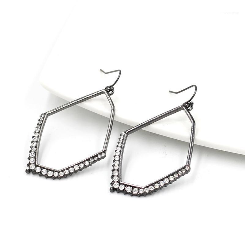 

2020 New Brand Irregular Hollow Out Alloy Drop Earrings Crystal Stone Pave Geometric Dangle Earrings For Women Fashion Jewelry1