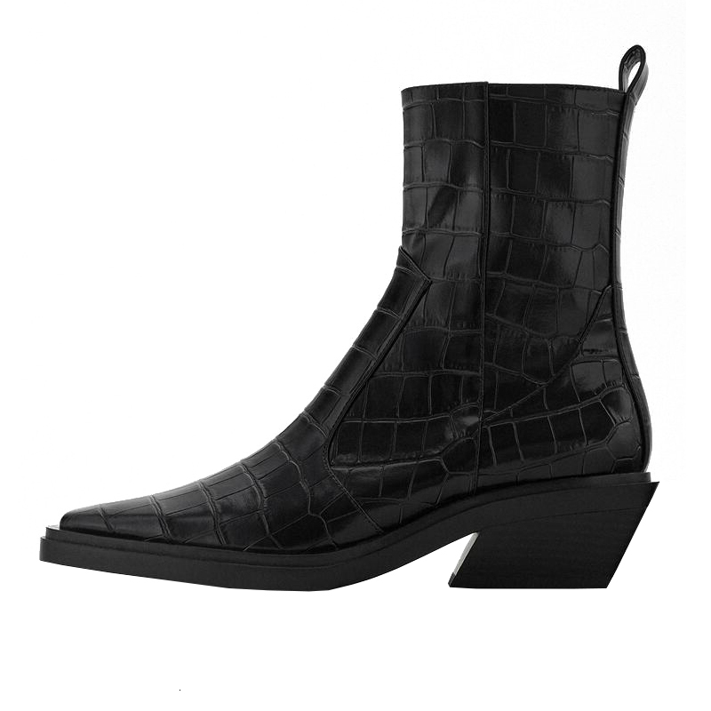 

Cowboy Style Middle Black Toe Side Women Warm Winter Ladies Heel Boots Botas Skoz