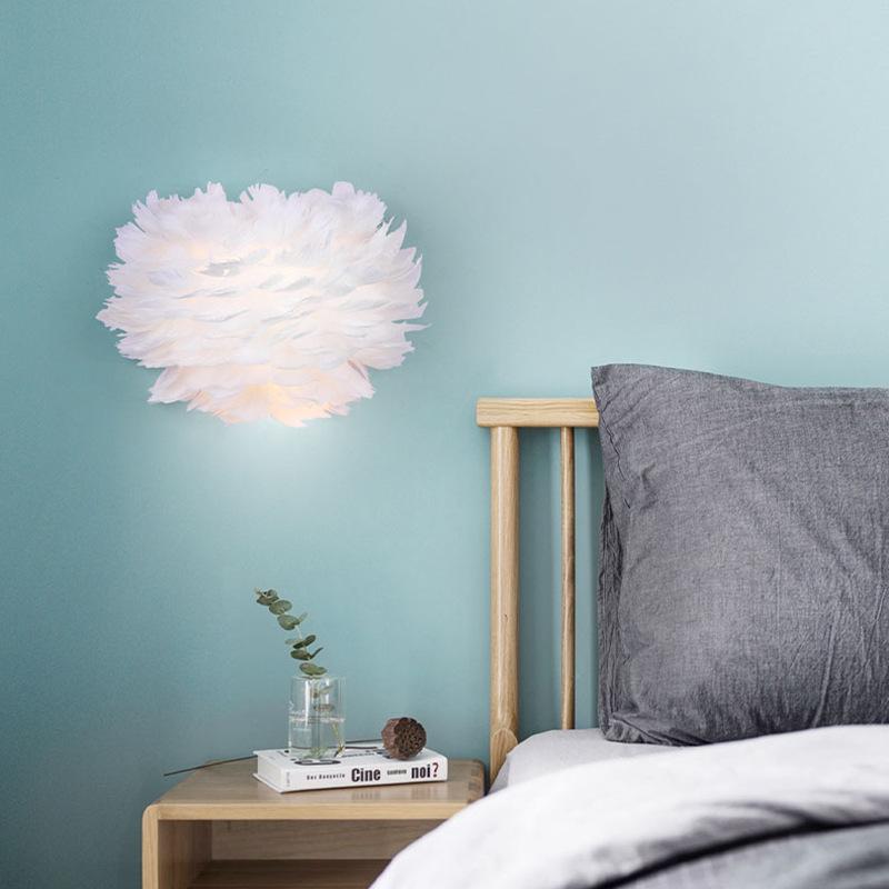 

Nordic Pure White Feather Light Wall Lamp Romantic Sconces Lamp for Bedside Lighting INS Style Dining room Children Room WF1109