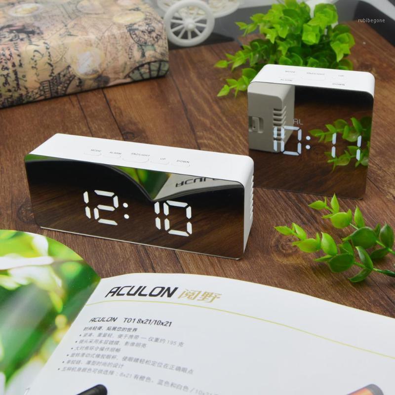 

Table Clock LED Alarm Clock Watch Table Digital Clocks Modern Mirror for Office Home Bedroom Decoration Electronic Clocks1