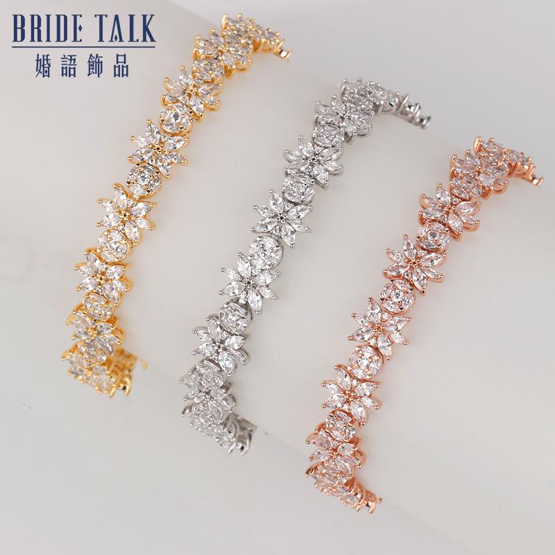 

BrideTalk Fashion Bracelet Top Quality All Studded with Cubic Zircona Women Male Hidden-Safety-Clasp Bangle Wedding Party Gift