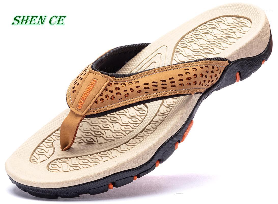 

SHEN CE Summer Sandals Male Beach Shoes Leather Sandals Leisure Flip flop Men Beach Man Fashion Casual Slippers1, Black