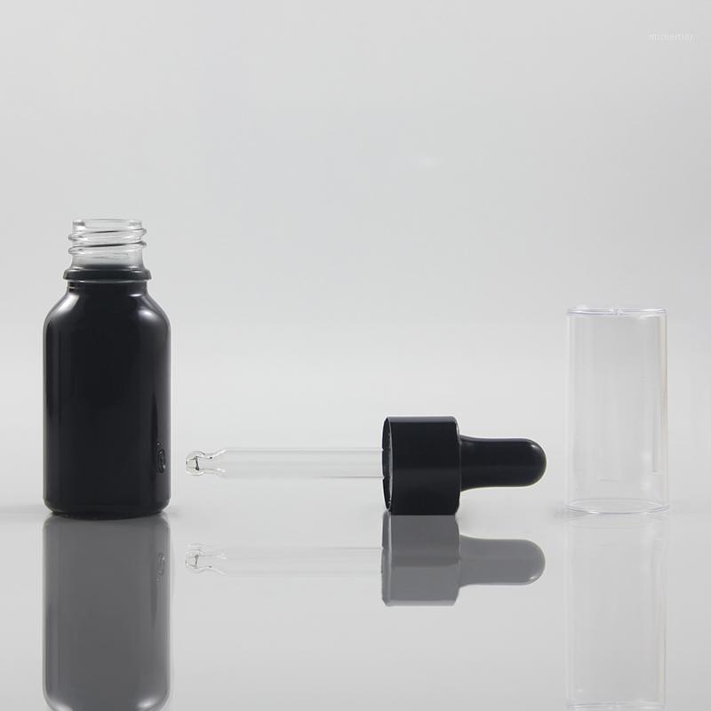 

15ml Black Dropper Glass Bottle Perfume Container , Plastic Dropper Bottle Cover1