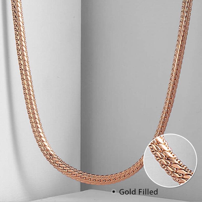 

3mm Rose Gold Necklace For Women Men Hammered Curb Cuban Link Chain Mens Womens Jewelry Gifts Wholesale LGN265