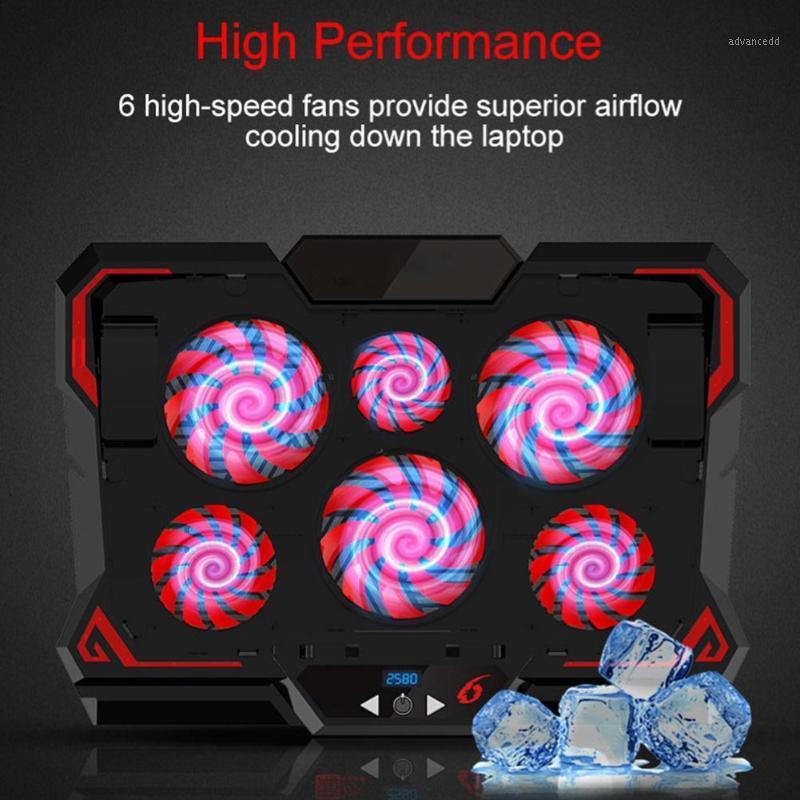 

Dropshipping Laptop peripherals Adjustable Speed Gaming Laptop Cooler Adjustable 2 USB Port 6 Fans Notebook Cooling Pad Stand1