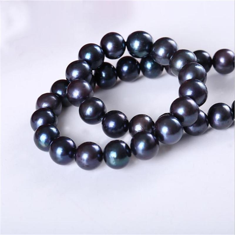 

Handmade +7-12mm Natural Black Round Pearl Necklace18Inch14k, 100% Natural Pearl Necklace