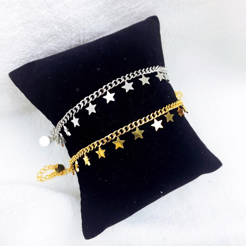 

New Lady Girls Bangle Simple Gold Filled Chic Heart Trendy Stars Fine Chain Bracelet Cuff Jewelry Party Gift Wholesale