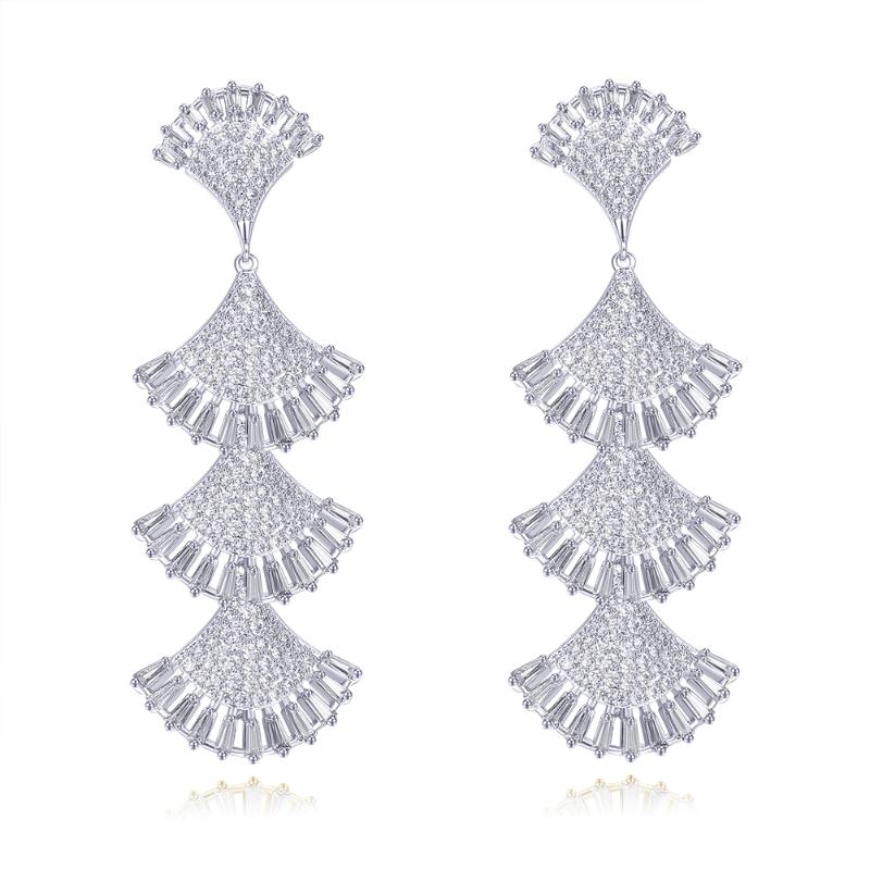 

ERLUER Vintage Cubic Zirconia Hanging Dangle Earrings For Women Fashion Crystal Shell Earrings Wedding Jewelry For Women DLE176