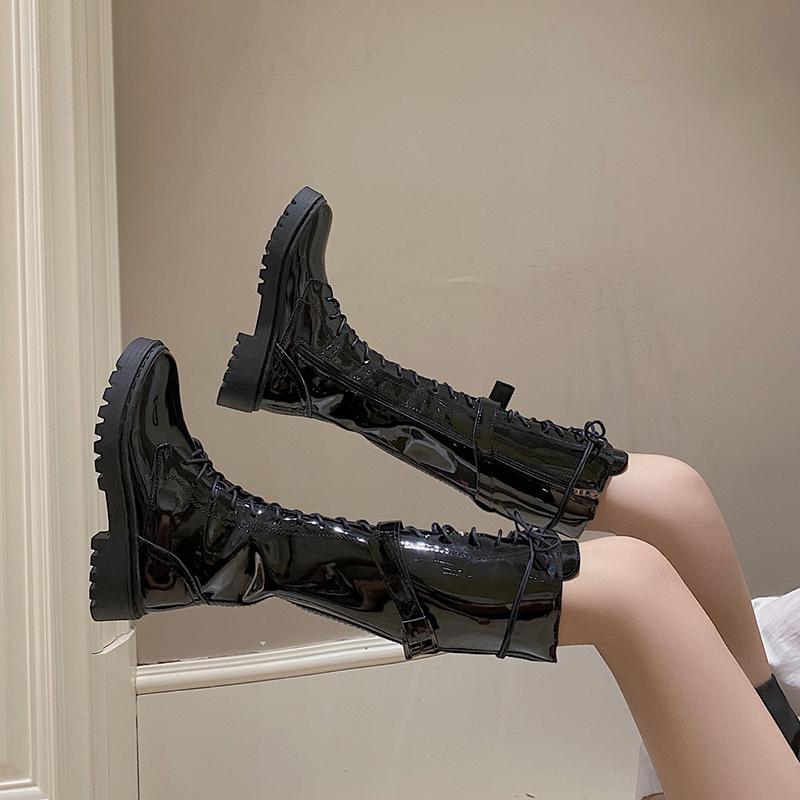 

2020 INS Fashion Women Black Block High Heels Long Boots New Winter Warm Knee High Boots Soft Leather Thigh Shoes