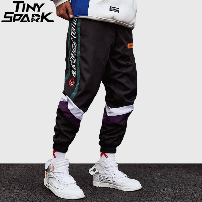 

Pant Joggers Retro Color Block Patchwork Hip Hip Harem Pant Streetwear Thin Sweatpant Trousers 2020 Track Pant Autumn, A46ur028 black