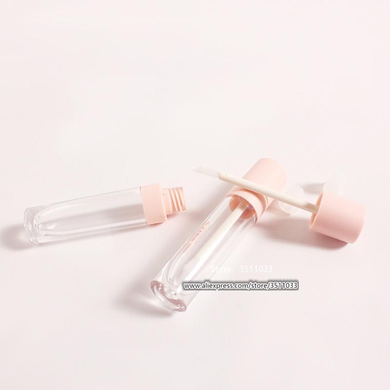 

New Clear Pink Cap Lipgloss Tubes Transparent Lip Gloss Tube with Pink Lid Simple Round Cosmetic Lip Gloss Refillable Bottle1