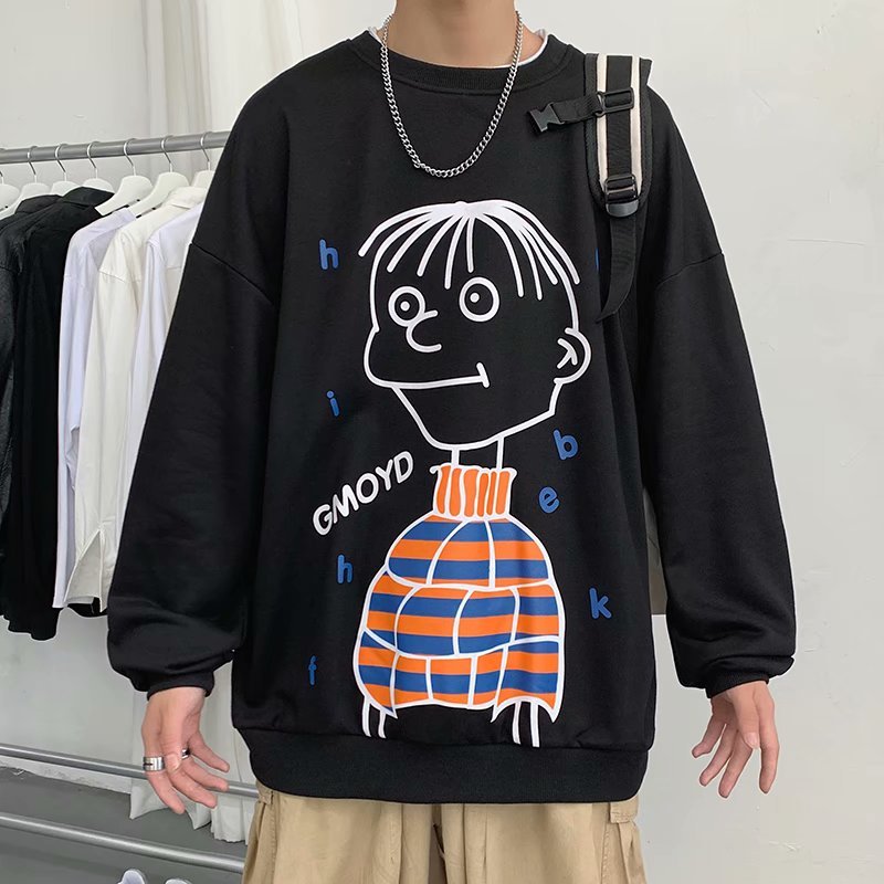 

Sweatshirt 2021 Male Spring New Winter Released Long Sleeves Around and Female Neck Youth M- NPWG, Black