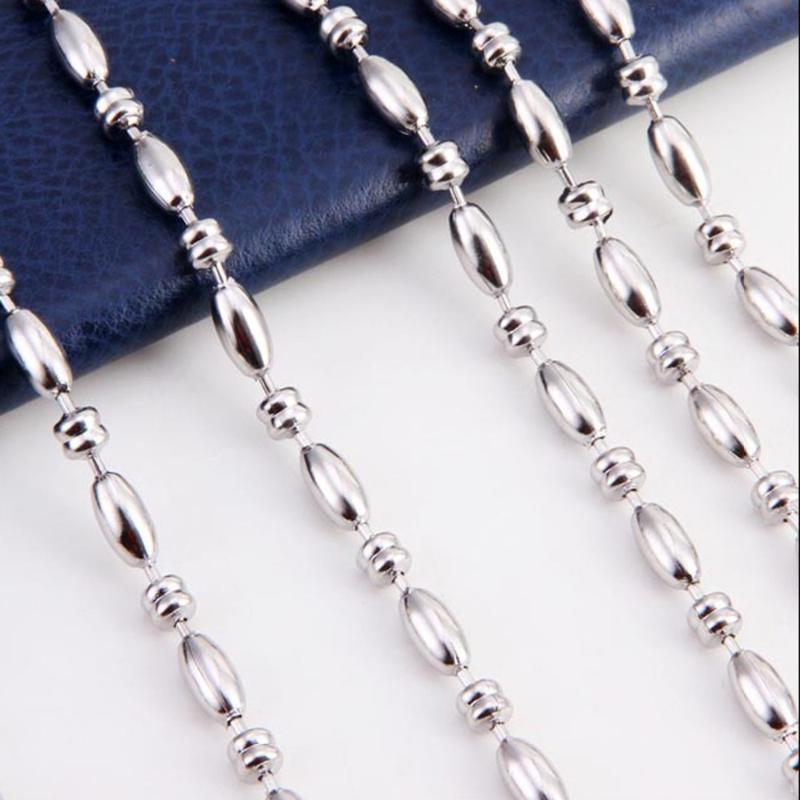 

1.5/2/2.4/3/3.2mm Fashion Silver Color Oval Ball Beads Link Chain Stainless Steel DIY Finding Jewelry 16-40" Wholesale