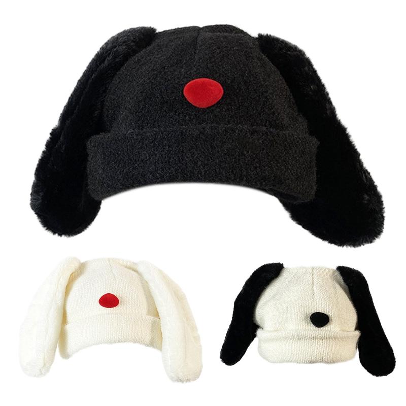 

Women Sweet Ears Beanie Hat Winter Knitted Outdoor Thermal Warm Fuzzy Cuffed Stretchy Ski Skullies Cap