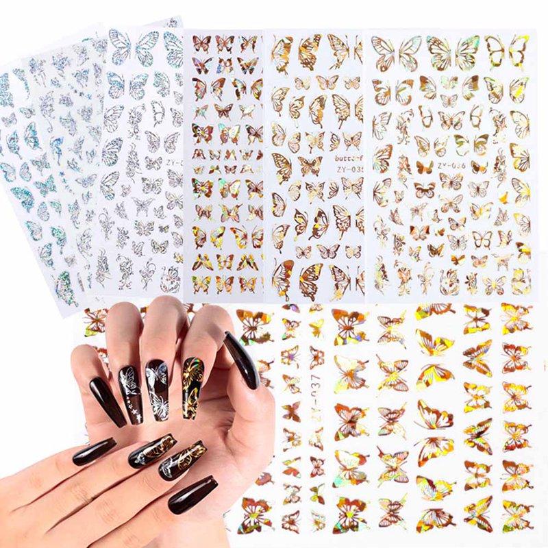 

1Pc 3D Butterfly Nail Art Stickers Adhesive Colorful Laser Nail Decals Foils Wraps Decorations DIY Art Decoration, H04