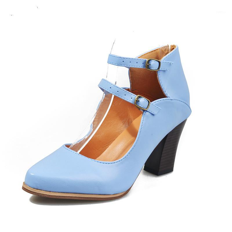 

2020 Autumn and Winter New Women's Shoes Fashion Large Size Thick Heel High Heel Ladies Shoes High Quality Woman1, Blue