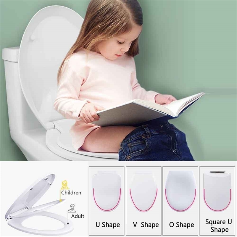 

Double Layer Child Adult Toilet Seat Child Potty Training Cover Prevent Falling Toilet Lid For Kids PP Material O U V Shape Pot 201117, Pj4070-o