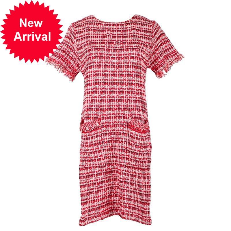 

2021 New Younger Female Casual Autumn Chess Free Contrast Around the Neck Short Sleeve Double Pocket Knitted or Crocheted Dresses Wnh2, Blue